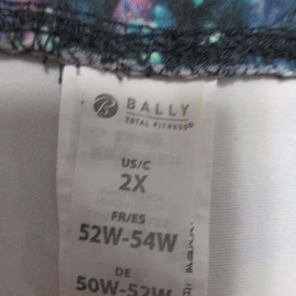 Bally capri leggings pull on stretchy, side pockets black & colorful size 2x - Picture 2 of 9